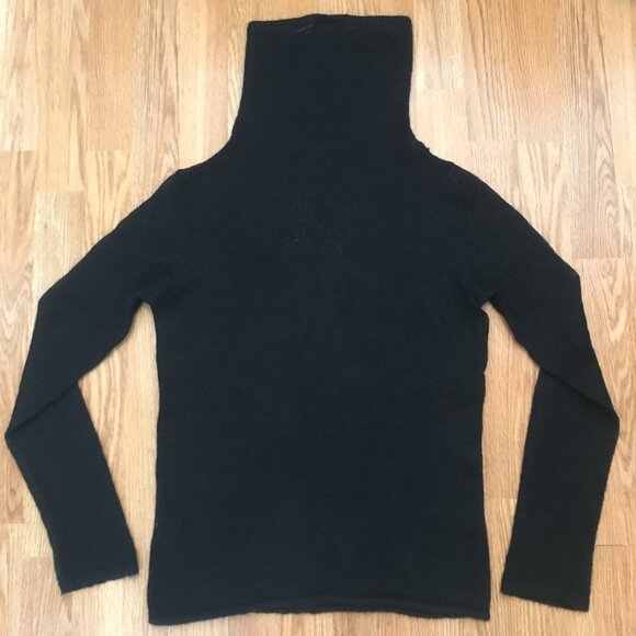 Anthropologie Kookai Black Semi Sheer Wool Turtleneck Sweater Size S - Picture 7 of 9